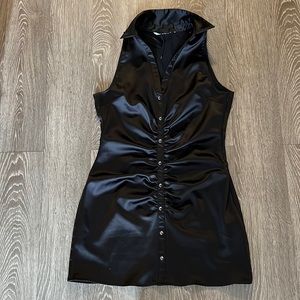 Black Satin Mini Dress